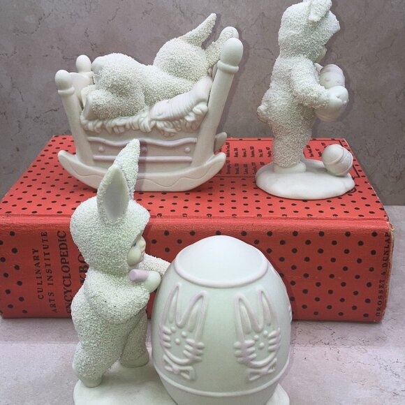 Dept 56 Snowbabies 3 Piece Easter Collection Rock-A-Bye/ I’ll Color / Oops - Picture 3 of 11